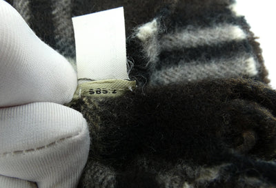 Burberry Cashmere and Lambswool Dark Brown and White Plaid Scarf Scarf Burberry