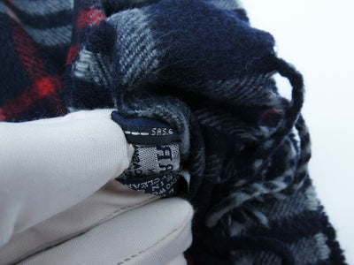 Burberry Merino Wool and Cashmere House Check Navy Scarf Scarf Burberry