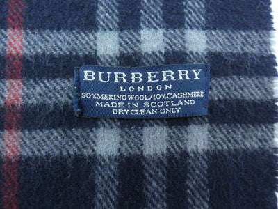 Burberry Merino Wool and Cashmere House Check Navy Scarf Scarf Burberry