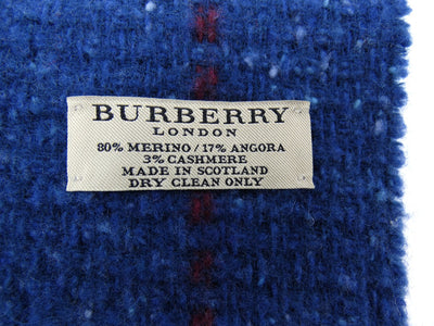 Burberry Merino Wool and Angora Giant Nova Check Blue Scarf Scarf Burberry