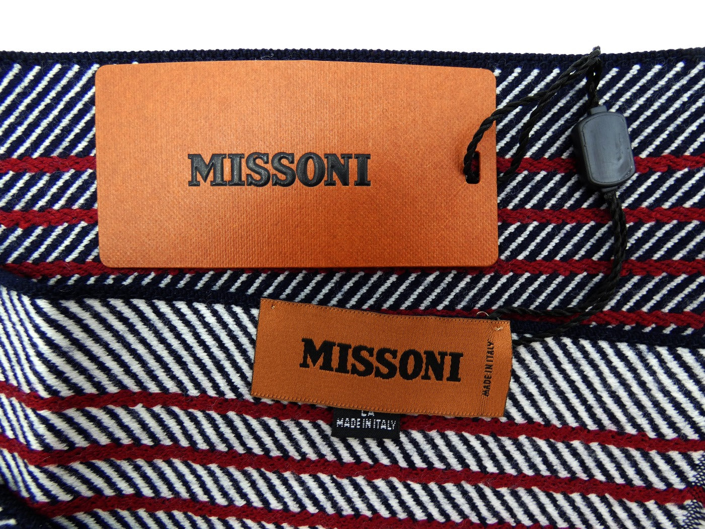 Missoni Red, White and Black Pinstripe Wool Scarf Scarf Missoni