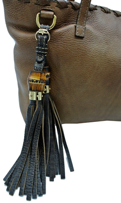 Gucci Large Brown Leather Tassel Tote Bag Gucci