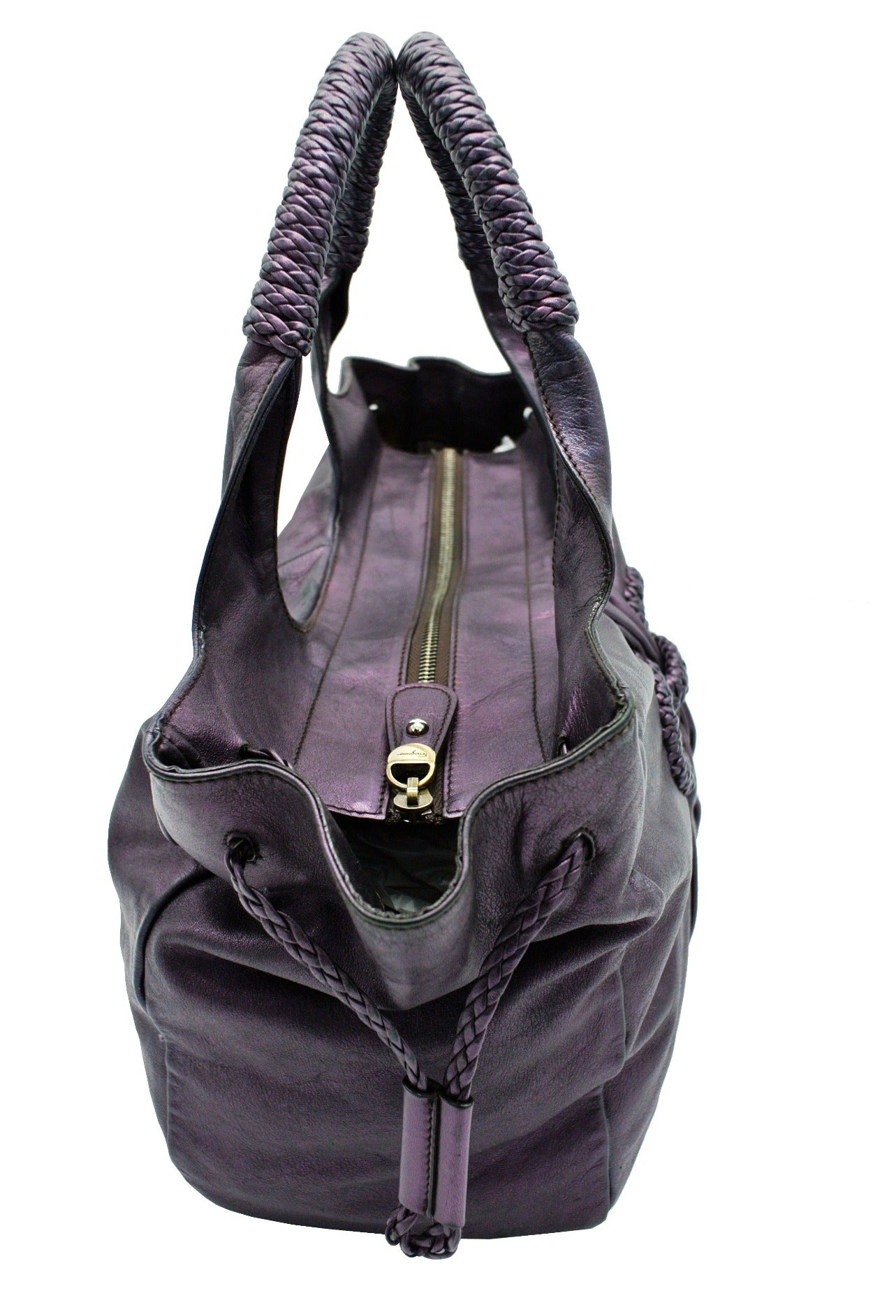 Salvatore Ferragamo Purple Metallic Gancini Handbag Bag Salvatore Ferragamo