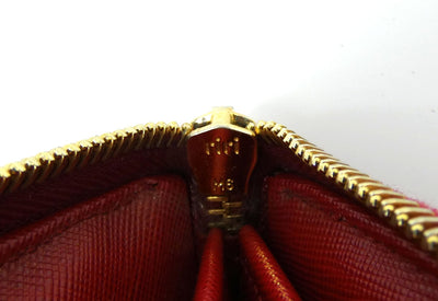 Prada Red Saffiano Leather Large Long Zip Wallet Wallet Prada