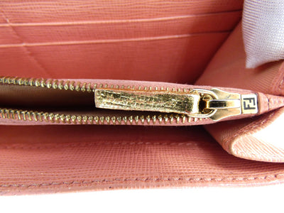 Fendi Pink Saffiano Continental Long Wallet Wallet Fendi