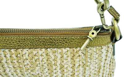 Burberry Gold Leather and Raffia Mini Bag Bag Burberry