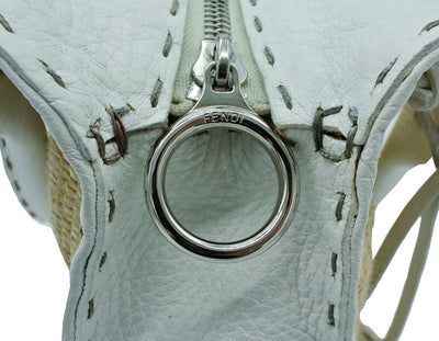 Fendi Raffia and Leather Selleria Handbag Bag Fendi