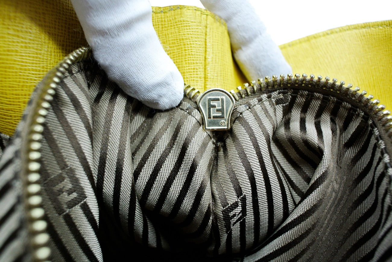 Fendi Yellow Leather Chameleon Large Tote Bag Fendi